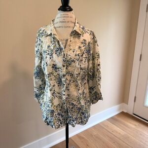 VAC Women's Blue Western Floral Snap Button Up Shirt Size XL